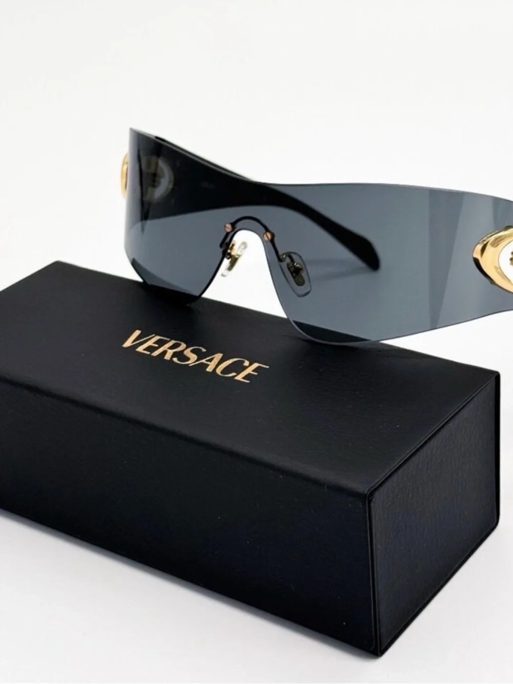 Versace VE2280-110287 Black Shield Sunglasses with Gold